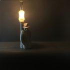 Delfts wit Dutch vintage "detective" porcelain table lamp