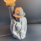 Delfts wit Dutch vintage "detective" porcelain table lamp