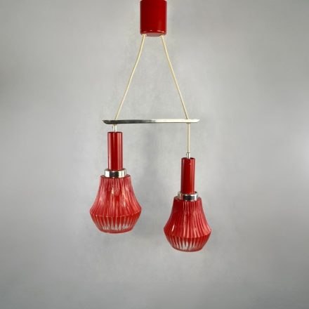 Retro piros üveg Elektrofém mennyezeti lámpa