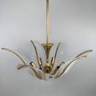 Venini Glass Palm Ceiling Chandelier, 1970s, Hollywood Regency