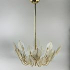 Italian 16 Light Glass Chandelier Decorated with Leaf Motif by La Murrina, 1970's