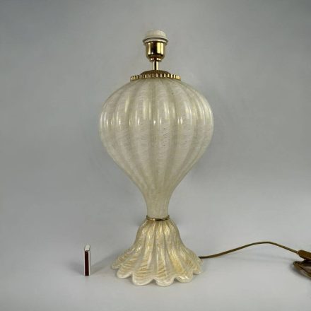 Nagyméretű arany-gyöngyház Interniluce olasz üveg asztali lámpa 70-es évek