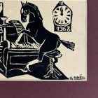 Balázs Jr. - 1968 - BUÉK - Linocut - The bar pianist's horse -