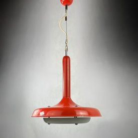 Tibor Nádai metal pedant lamp. Orange-white
