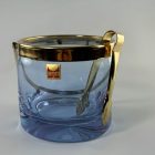 Italian glass ice bucket with ice tongs - violet / blue color changing glass - LACS