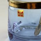 Italian glass ice bucket with ice tongs - violet / blue color changing glass - LACS
