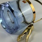 Italian glass ice bucket with ice tongs - violet / blue color changing glass - LACS