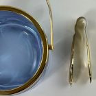 Italian glass ice bucket with ice tongs - violet / blue color changing glass - LACS