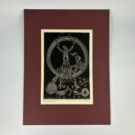 1971 - Shaman greeting the dawn - linocut - by Ifj. Balazs
