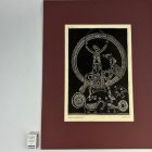 1971 - Shaman greeting the dawn - linocut - by Ifj. Balazs