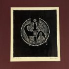 1973 - Peacock and Horse - linocut - by Balázs Ifj. 
