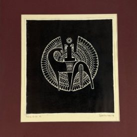 1973 - Peacock and Horse - linocut - by Balázs Ifj. 