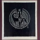 1973 - Peacock and Horse - linocut - by Balázs Ifj. 