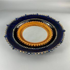 Csavlek Etelka retro kerámia égkék nagyméretű tükör