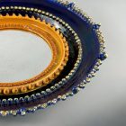 Csavlek Etelka retro kerámia égkék nagyméretű tükör