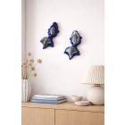 Spanyol kobaltkék kézzel festett KOI hal pár – vintage kerámia falidísz / plasztikus hal szobrok