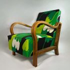 Unique, Restored Art Deco Armchair – Green Waves
