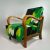 Unique, Restored Art Deco Armchair – Green Waves