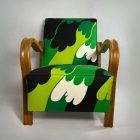 Unique, Restored Art Deco Armchair – Green Waves