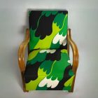 Unique, Restored Art Deco Armchair – Green Waves